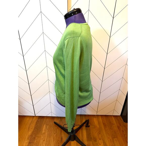 Brooks Brothers Women’s XL Silk Cotton Green Button Long Sleeve Cardigan Preppy - Picture 2 of 10